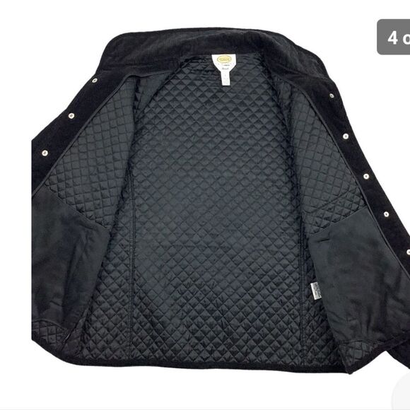 Talbots Black Stretch Snap Button Quilted Barn Jacket Size Medium - Picture 4 of 9